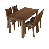 Juego de Comedor Rosie Madesa Mesa Tapa de Madera con 4 Sillas Marrón/Floral Beige Marrón