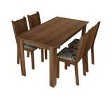 Juego de Comedor Rosie Madesa Mesa Tapa de Madera con 4 Sillas Marrón/Floral Hibiscos