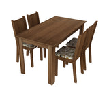 Juego de Comedor Rosie Madesa Mesa Tapa de Madera con 4 Sillas Marrón/Floral Lírio Beige