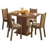 Juego de Comedor Lexy Madesa Mesa Tapa de Madera con 4 Sillas Marrón/Beige Marrón