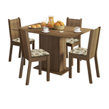 Juego de Comedor Lexy Madesa Mesa Tapa de Madera con 4 Sillas Marrón/Floral Lírio Beige