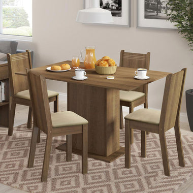 Juego de Comedor Mesa Rectangular 4 Sillas Marrón/Sintético Beige Lexy Madesa