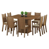 Juego de Comedor Madesa Clarice Mesa Tapa de Madera con 8 Sillas Marrón/Lírio Beige