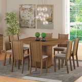 Juego de Comedor Clarice Mesa Tapa de Madera con 8 Sillas