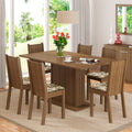 Juego de Comedor Megan Mesa Rectangular Tapa de Madera con 6 Sillas Marrón/Lírio Beige Madesa