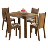 Juego de Comedor Madesa Rute Mesa Tapa de Madera con 4 Sillas Marrón/Floral Hibiscos