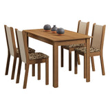 Juego de Comedor Madesa Bea Mesa Tapa de Madera con 4 Sillas Marrón/Crema/Beige Marrón