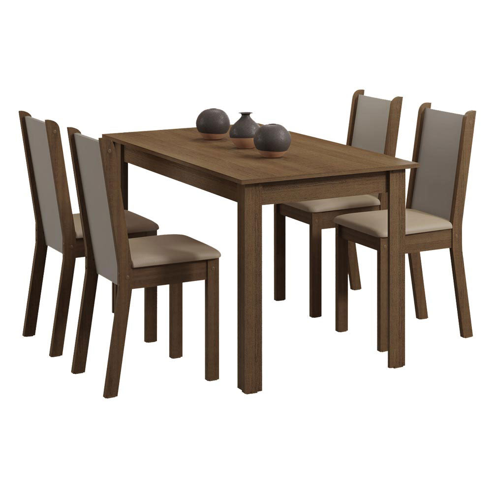 Juego de Comedor Mesa Bea Tapa de Madera con 4 Sillas