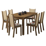Juego de Comedor Madesa Miriam Mesa Tapa de Madera con 6 Sillas Marrón/Crema/Floral Hibiscos