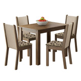 Juego de Comedor Madesa Cíntia Mesa Tapa de Madera con 4 Sillas Marrón/Crema/Beige Marrón