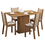 Juego de Comedor Madesa Talita Mesa Tapa de Madera con 4 Sillas Marrón/Crema/Floral Hibiscos
