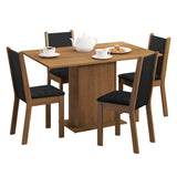 Juego de Comedor Mesada de Madera 4 Sillas Talita Marrón/Negro/Oxford