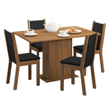 Juego de Comedor Talita Mesa Tapa de Madera 4 Sillas Marrón/Negro