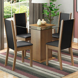 Juego de Comedor con Tapa de Vidrio 4 Sillas Marrón/Negro Aline