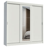 Placard Ropero Casal Madesa Kansas 3 Puertas Corredizas con Espejo 3 Cajones Blanco