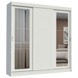 Placard Ropero Casal Madesa Kansas 3 Puertas Corredizas con Espejos 3 Cajones Blanco