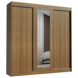Placard Ropero Casal Madesa Kansas 3 Puertas Corredizas con Espejo 3 Cajones Marrón