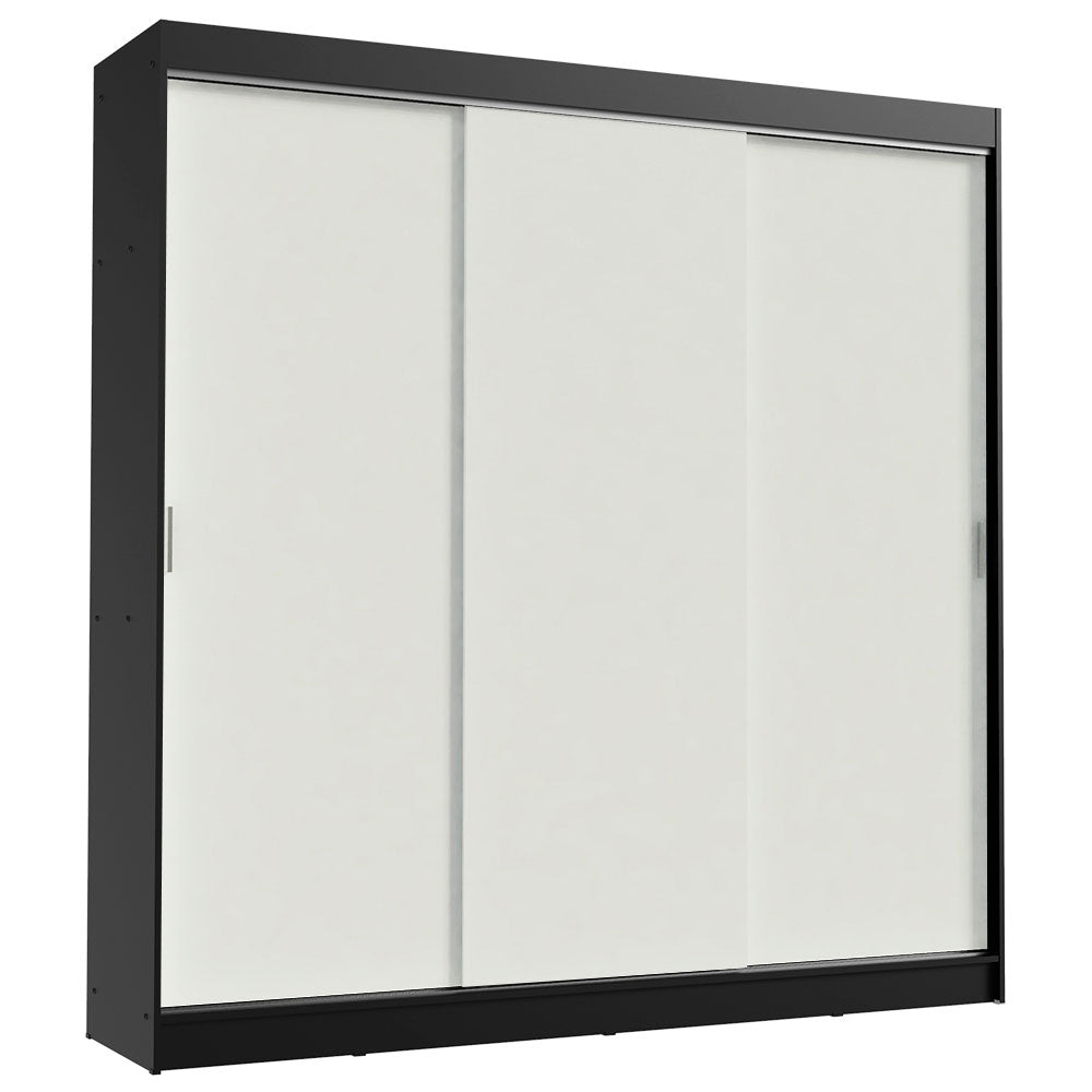 Placard Ropero Casal Madesa Kansas 3 Puertas Corredizas 3 Cajones Negro/Blanco