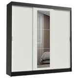 Placard Ropero Casal Madesa Kansas 3 Puertas Corredizas con Espejo 3 Cajones Negro/Blanco
