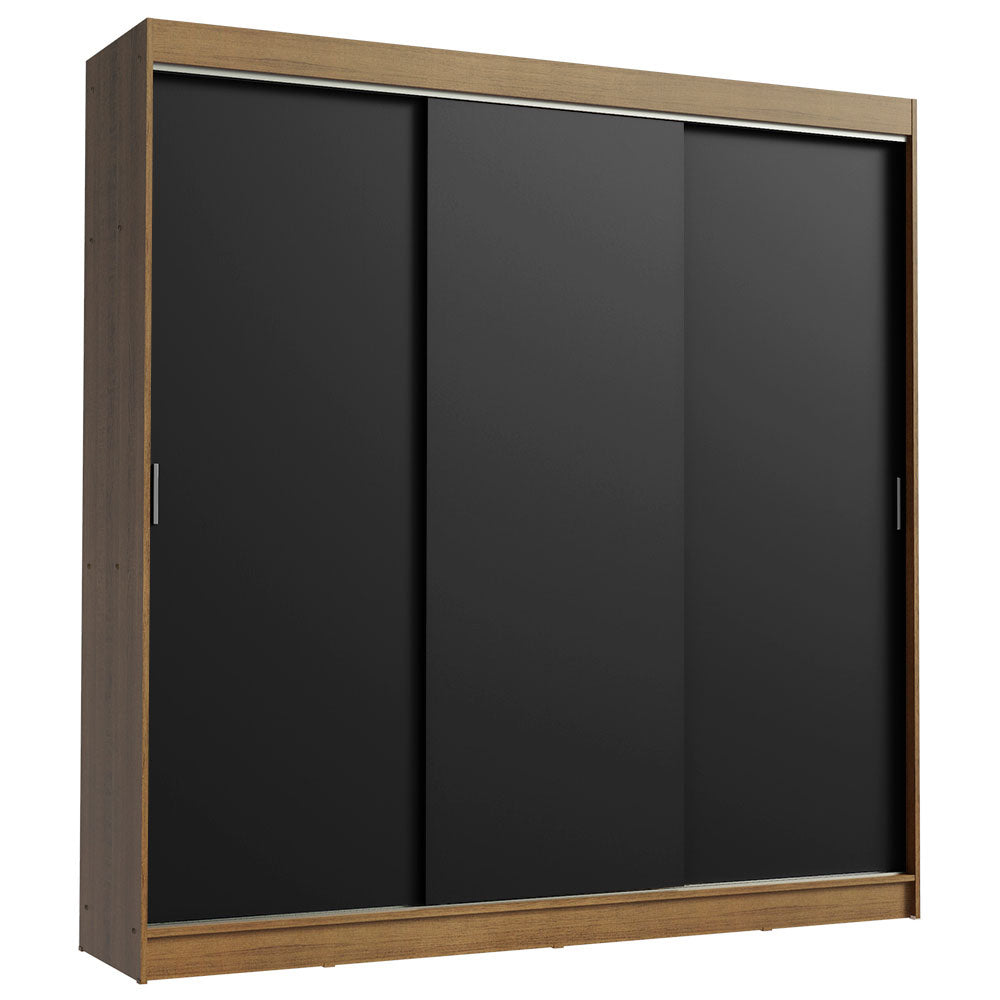 Placard Ropero Casal Madesa Kansas 3 Puertas Corredizas 3 Cajones Marrón/Negro