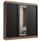 Placard Ropero Casal Madesa Kansas 3 Puertas Corredizas con Espejo 3 Cajones Marrón/Negro