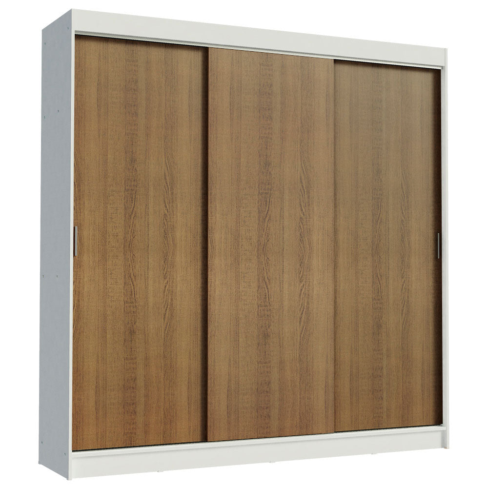 Placard Ropero Casal Madesa Kansas 3 Puertas Corredizas 3 Cajones Blanco/Marrón