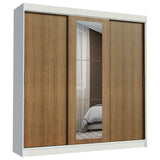 Placard Ropero Casal Madesa Kansas 3 Puertas Corredizas con Espejo 3 Cajones Blanco/Marrón