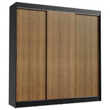Placard Ropero Casal Madesa Kansas 3 Puertas Corredizas 3 Cajones Negro/Marrón