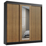 Placard Ropero Casal Madesa Kansas 3 Puertas Corredizas con Espejo 3 Cajones Negro/Marrón
