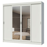 Placard Ropero Casal Madesa Austin 4 Puertas Corredizas con Espejos 3 Cajones Blanco