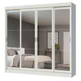 Placard Ropero Casal Madesa Austin 4 Puertas Corredizas de Espejo 3 Cajones Blanco