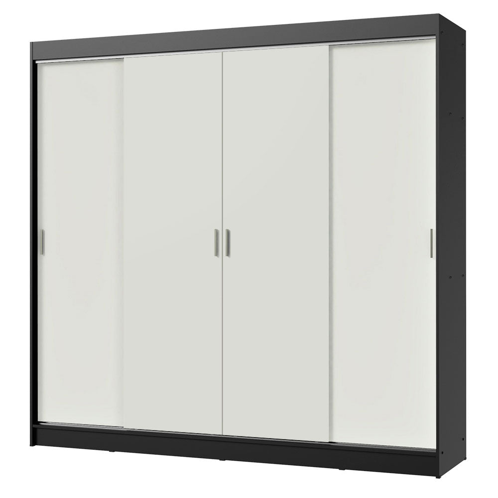 Placard Ropero Casal Madesa Austin 4 Puertas Corredizas 3 Cajones Negro/Blanco