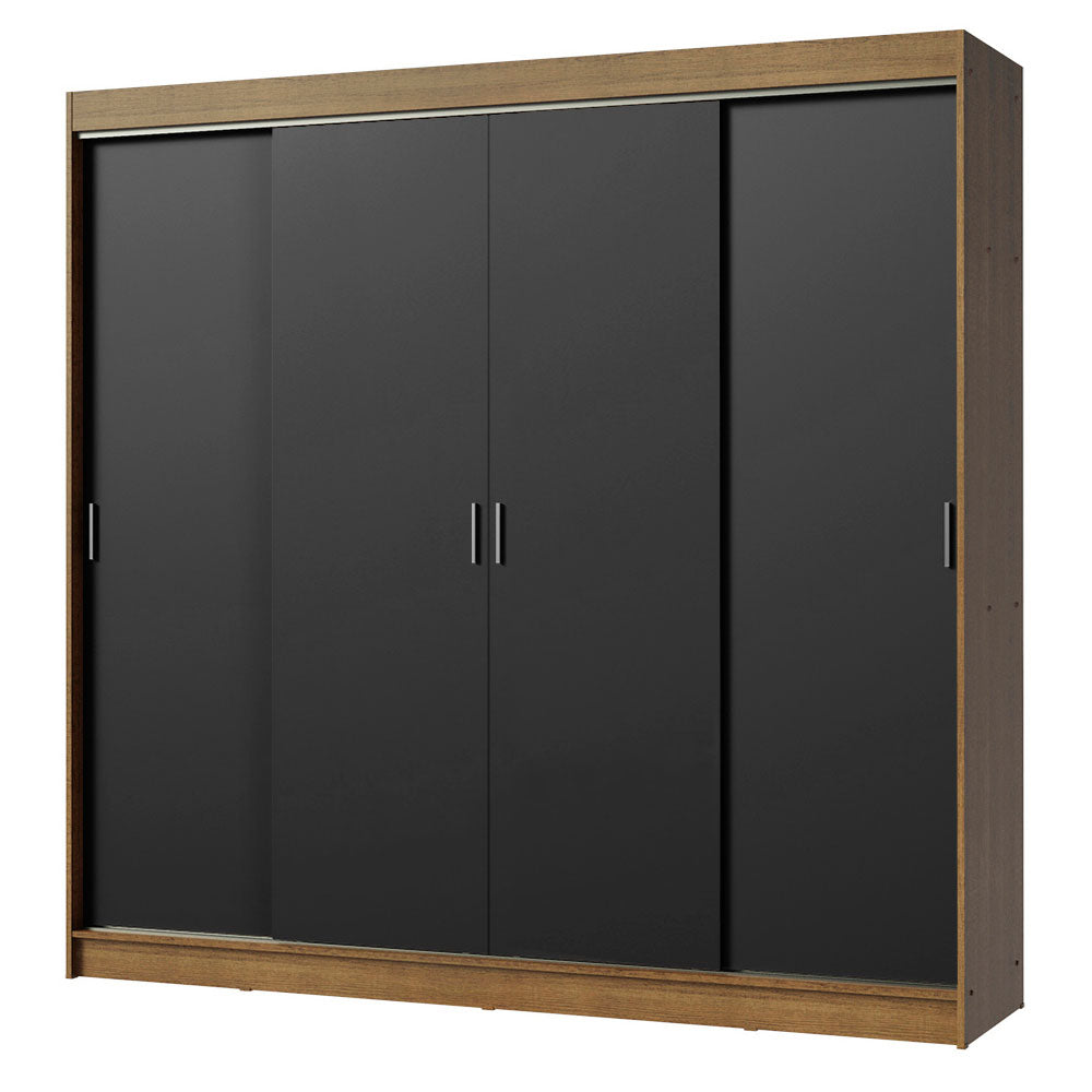 Placard Ropero Casal Madesa Austin 4 Puertas Corredizas 3 Cajones Marrón/Negro