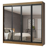 Placard Ropero Casal Madesa Austin 4 Puertas Corredizas de Espejo 3 Cajones Marrón/Negro