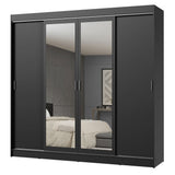 Placard Ropero Casal Madesa Austin 4 Puertas Corredizas con Espejos 3 Cajones Negro