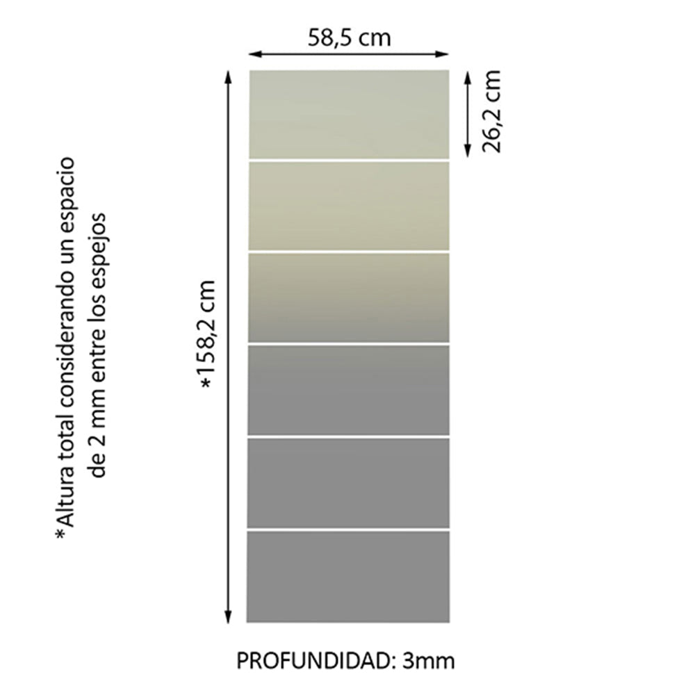 Kit con 6 Espejos de 26,2 x 58,5 cm para Placard