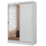 Placard Soltero Luke 119 cm 2 Puertas Corredizas con 1 Espejo 2 Cajones Blanco Madesa