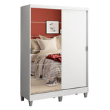 Placard Soltero Luke 2 Puertas Corredizas 1 con Espejo y Patas Blanco