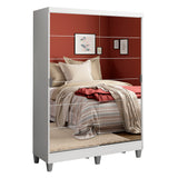Placard Soltero Luke 2 Puertas Corredizas Espejo con Patas Blanco