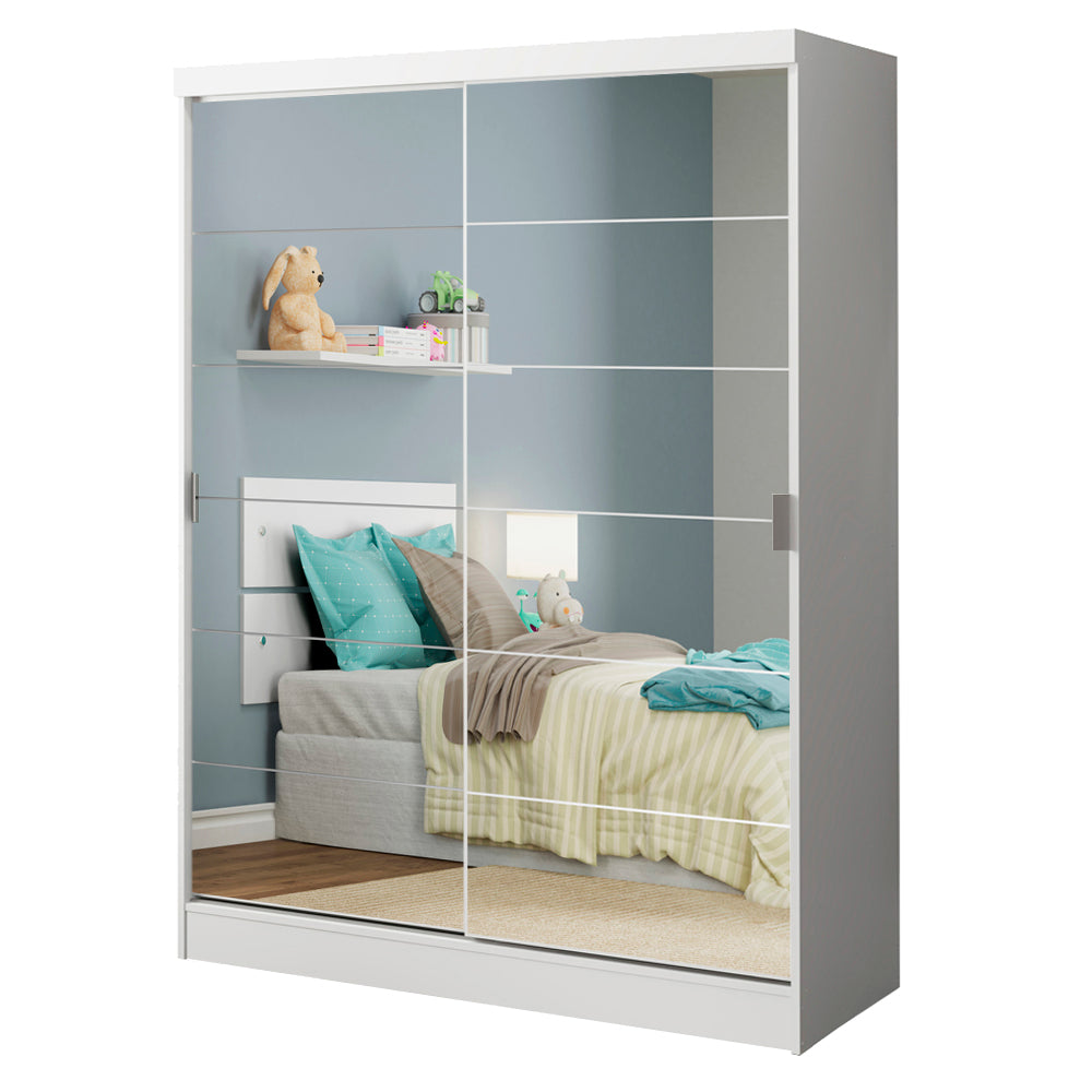 Placard Infantil Nick 2 Puertas Corredizas con Espejo Blanco