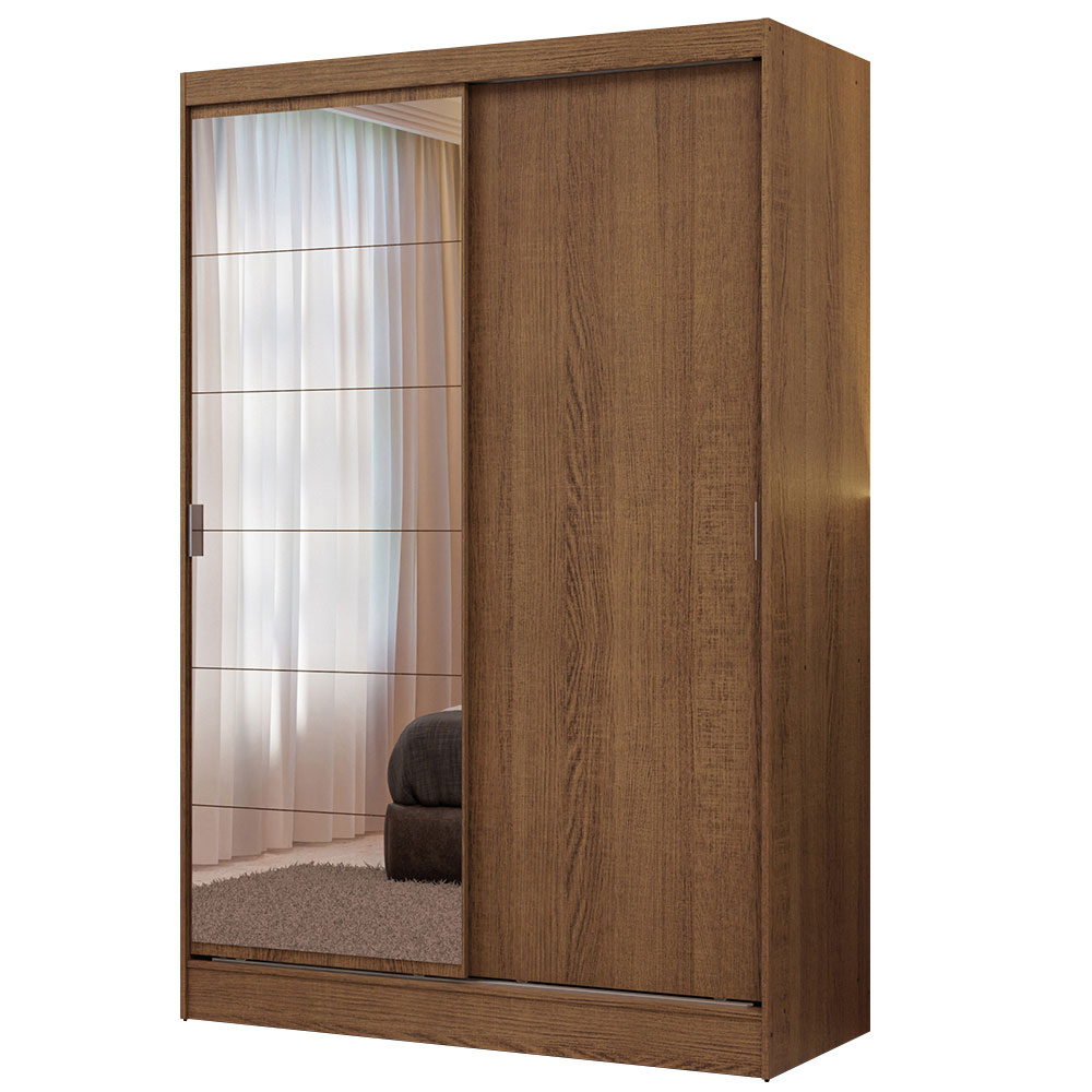 Placard Luke 119 cm 2 Puertas Corredizas con 1 Espejo 2 Cajones un Marrón Madesa