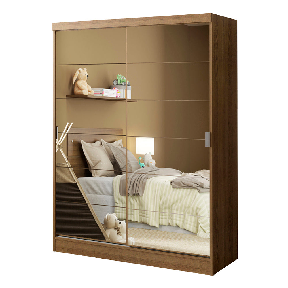 Placard Infantil Nick 2 Puertas Corredizas con Espejo Marrón