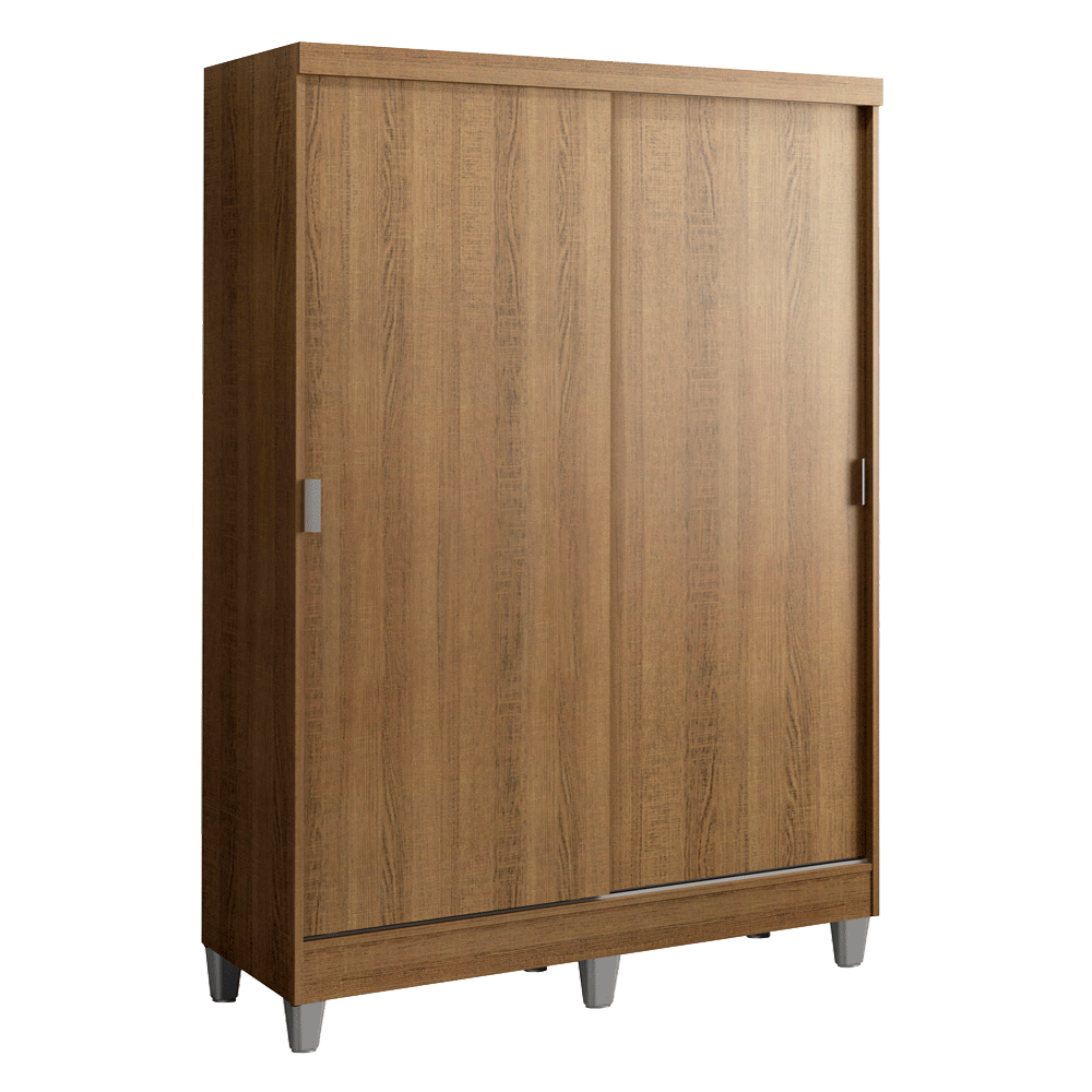 Placard Soltero Luke 120 cm 2 Puertas Corredizas 2 Cajones con Patas Madera Marrón Madesa
