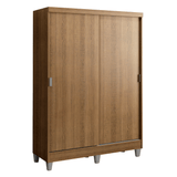 Placard Soltero Luke 120 cm 2 Puertas Corredizas 2 Cajones con Patas Madera Marrón Madesa