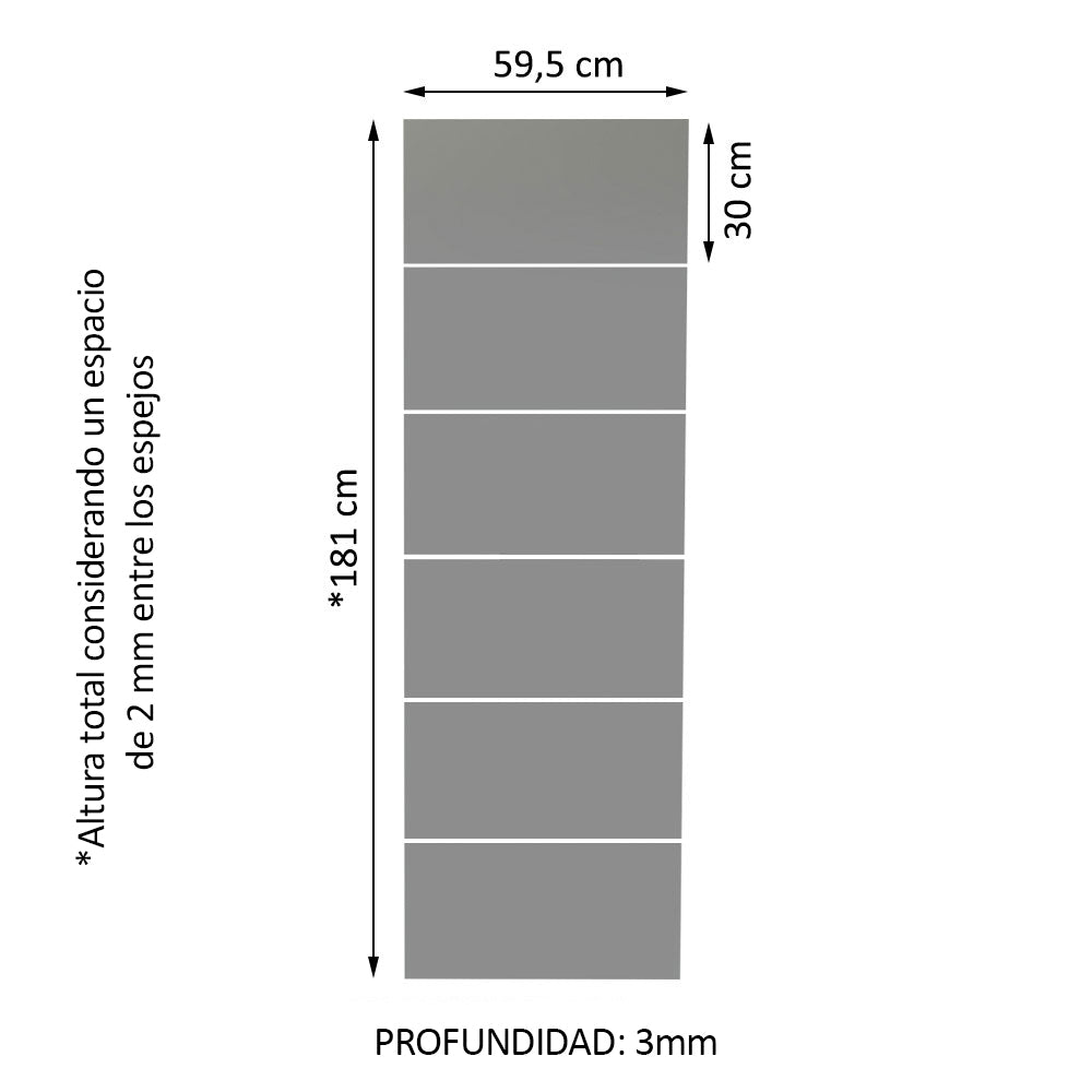 Kit Madesa con 6 Espejos de 30 x 59,5 cm para Placard Ropero