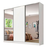 Placard Matrimonial 100% MDF Royale 3 Puertas Corredizas con Espejos Blanco