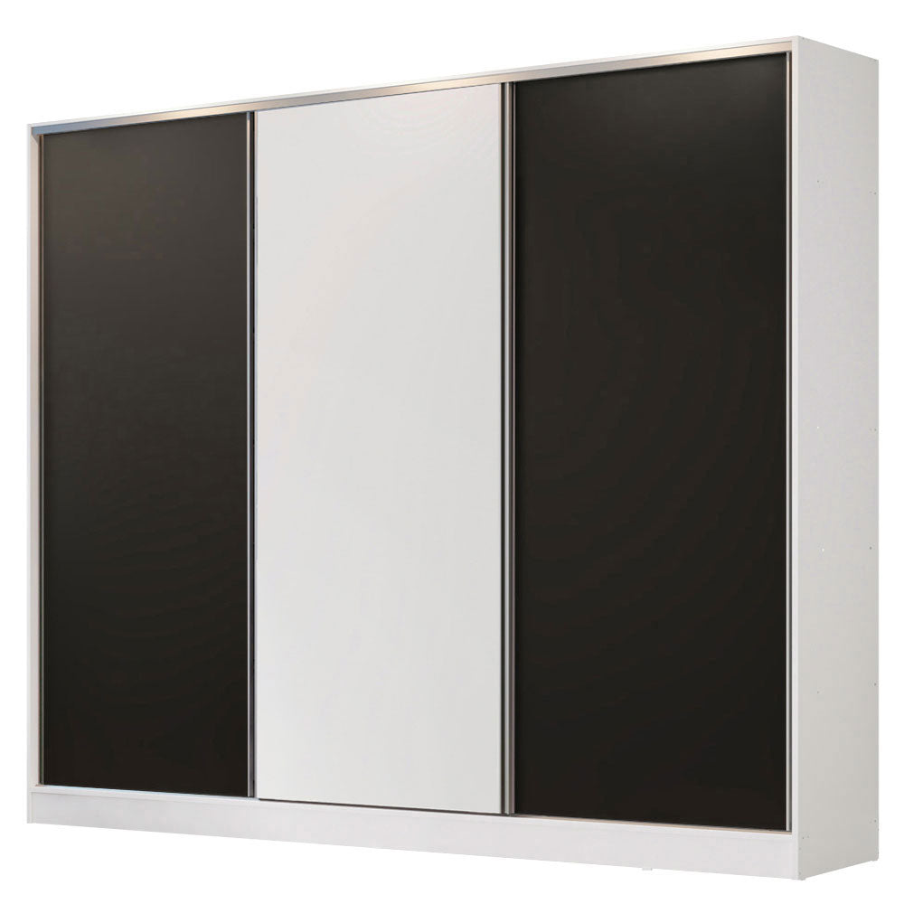 Placard Matrimonial 100% MDF Royale 3 Puertas Corredizas Blanco/Negro/Blanco