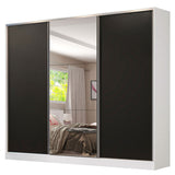 Placard Matrimonial 100% MDF Royale 3 Puertas Corredizas con Espejo Blanco/Negro
