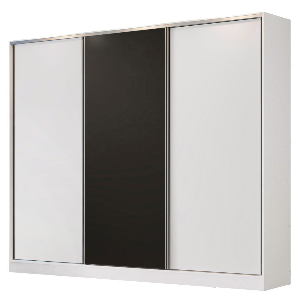 Placard Matrimonial 100% MDF Royale 3 Puertas Corredizas Blanco/Blanco/Negro