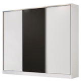 Placard Matrimonial 100% MDF Royale 3 Puertas Corredizas Blanco/Blanco/Negro